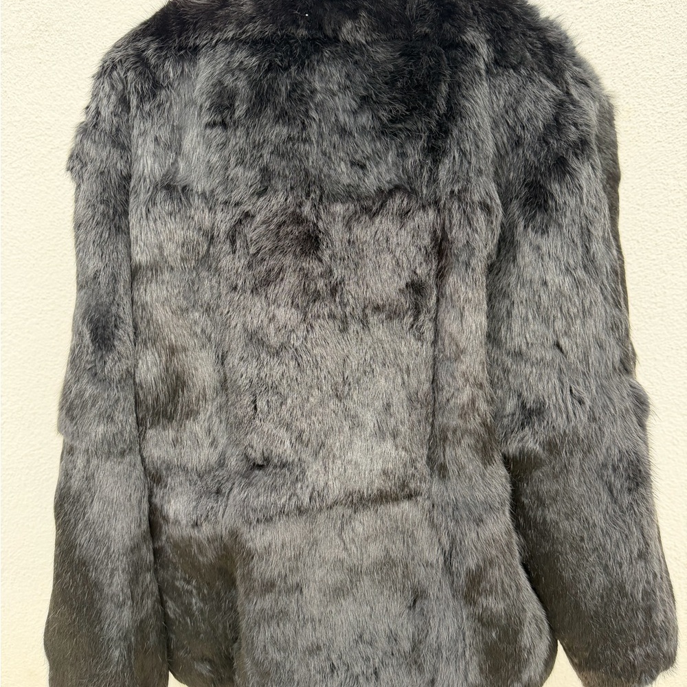 VINTAGE Black Rabbit Fur Jacket - Picture 2 of 5